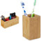Relaxdays Ordnungsbox Bambus, schmale Aufbewahrungsbox ohne Deckel, HBT 9,5x23x9 cm, Bambusbox Küche, Bad, Büro, Natur & natur Zahnputzbecher, eckig, HBT 11 x 6,5 x 6,5 cm, 11 x 6.5 x 6.5 cm