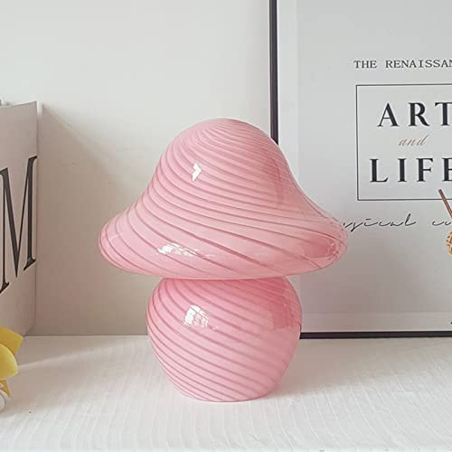 Plcnn Lampe de chevet en verre en forme de champignon - 3 couleurs réglables - Pour chambre à coucher, salon, décoration d'intérieur
