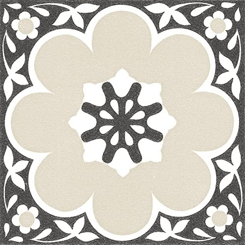 FloorPops Daphne Lot de 10 dalles de sol autocollantes en vinyle noir 30,5 x 30,5 cm