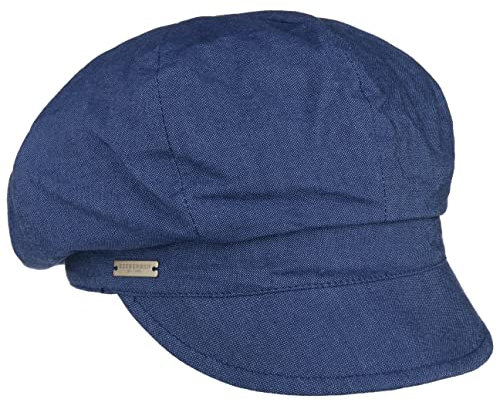 Seeberger Chambray Ballonmütze Schirmmütze Schildmütze Baumwollcap Damencap Damen - mit Schirm, Futter Frühling-Sommer Sommer - One Size dunkelblau