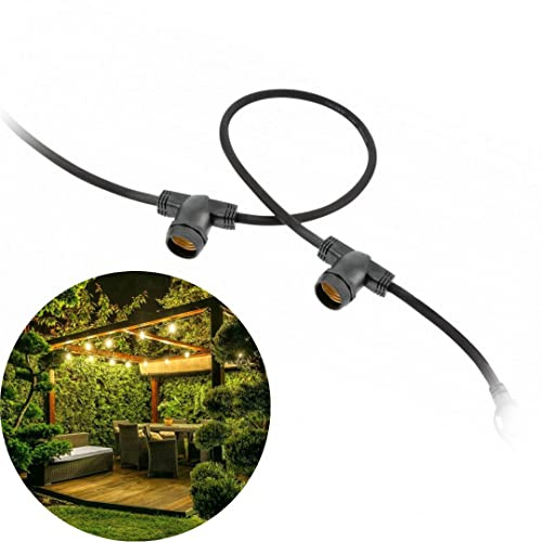 GTV Lighting - Gartengirlande 10m, AC220-240V, 50-60Hz,10xE27, 2x0,75mm - Girlande Wasserdicht IP65 Outdoor Lichterkette Solar für Garten, Terrasse, Balkon, Hochzeit