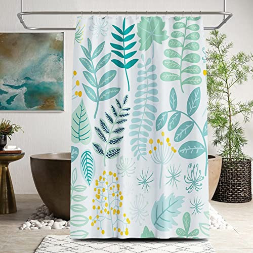 Musihy Shower Curtains 150, Vorhang Weiss Bad Blatt Duschrollo Motiv Extra Long Shower Curtain