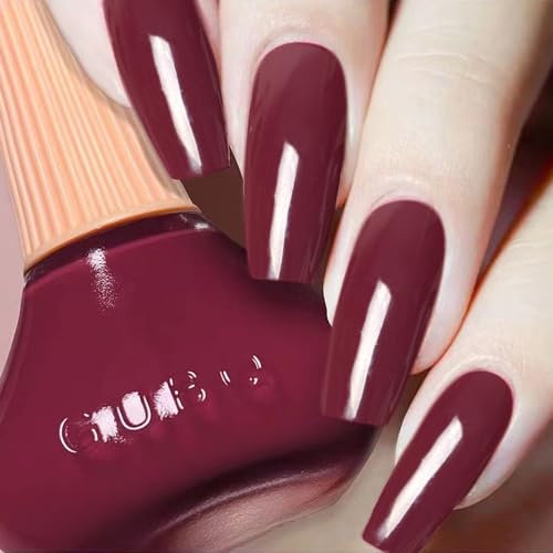 DouborQ Wine Red Nail Polish Long-lasting Glossy Nail Art Varnish (43)
