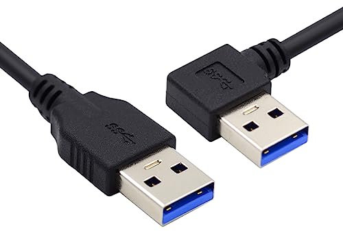 CY Cable en ángulo USB 3.0 tipo A macho a recto 3.0 tipo A macho, cable de datos de 5 Gbps, 90 grados, ángulo izquierdo, 40 cm, 5 Gbps
