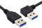 CY Cable en ángulo USB 3.0 tipo A macho a recto 3.0 tipo A macho, cable de datos de 5 Gbps, 90 grados, ángulo izquierdo, 40 cm, 5 Gbps