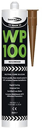 Bond IT WP100 Silicone Sealant Seal Rapid Cure Mastic External Door Windows White 300ml Bath Shower Basin Window Frames Quick Drying (Rosewood)