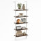 GIANTEX Leiterregal mit 5 Ebenen, Standregal Bücherregal aus Holz & Metallrahmen, Wandlehnregal Treppenregal Pflanzenregal modern für Wohnzimmer, Schlafzimmer, Büro, 60 x 30 x 180 cm (Braun)