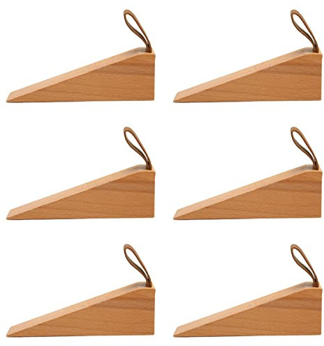 Tyenaza 6 Pièces Butée De Porte en Bois, Cale De Butée De Porte De Pompier en Bois Cale De Butée De Porte De Pompier Antidérapante pour Chambre Bureau Salon Hôtel