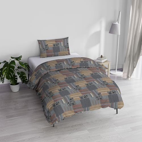 Italian Bed Linen Athena Bettwäsche-Set, 100% Baumwolle, Adana Grau, Einzelbett
