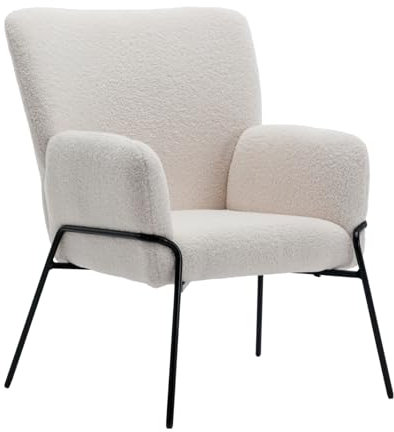 SVITA FREIA Loungesessel Wohnzimmersessel Cocktailsessel Polstersessel Wohnzimmer Moderner Akzentstuhl mit Lehne Relaxsessel Weiß