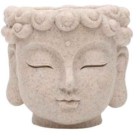 Whrcy Pot de Fleur tête de Bouddha | Pot de de Fleur de tête de Bouddha en résine,Pot de Fleu pour s succulentes, Cactus et Petites s en Pot, jardinière
