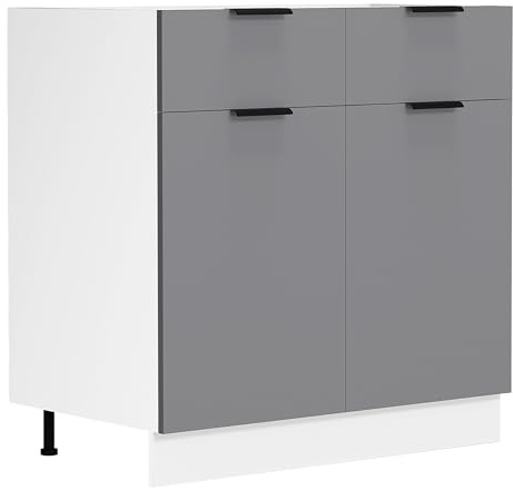 VCM Kitchen cabinet width 80 cm drawer base unit kitchen kitchen furniture Fasola White/Anthracite