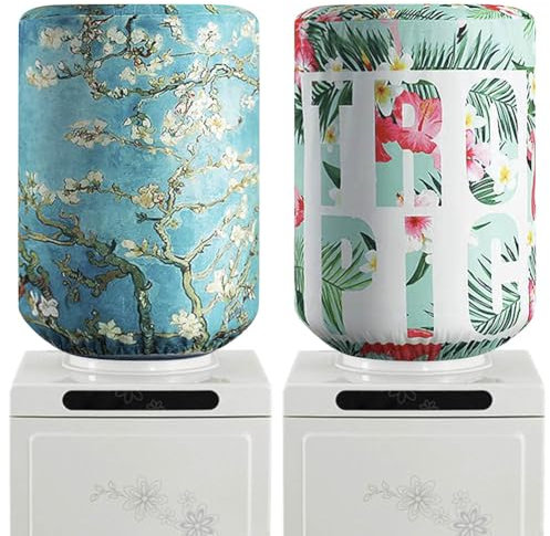 2 Pieces Water Dispenser Barrel Dust Cover for 5 Gallons Water Bottle, Reusable Fabric Dust Proof Cover for Water Cooler, Furniture Cover Protector Decor for Home Office,Flamingo