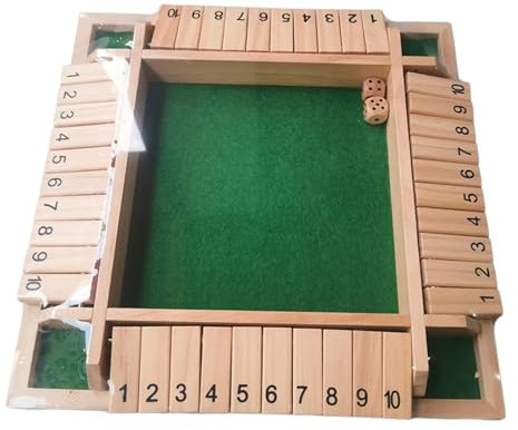 Sharplace 4-Spieler Shut The Box Spiel Würfelspiel Holz Mathematik Lernspielzeug Family Brettspiele Urlaub unterhaltsames Spiel Holz Brettspiel für Zuhause, Party Oder Bar, Grün, 30cmx30cmx4.5cm