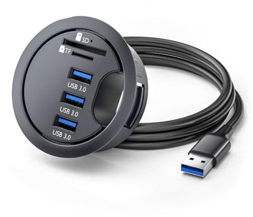 CY USB 3.0 Hub SD TF 3 Port USB 60mm Desk Grommet Splitter Dock Station Micro-SD Card Reader for Desktop PC Desk