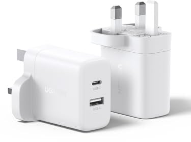 UGREEN USB C Phone Charger Plug, 2-Pack 20W Dual Ports USB Fast Charger Plug, USB C Charger Compatible with iPhone 16/15/15 Pro/14/13/12, iPad, Galaxy S24/S23, Pixel 9