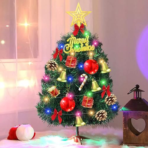 Mini Árboles De Navidad 30cm, Árbol de Navidad Artificial, Mini Árbol de Navidad Artificial con Luces LED, Arbol Navidad Pequeño, Árbol de Navidad de Mesa, para Decoración de Escritorio