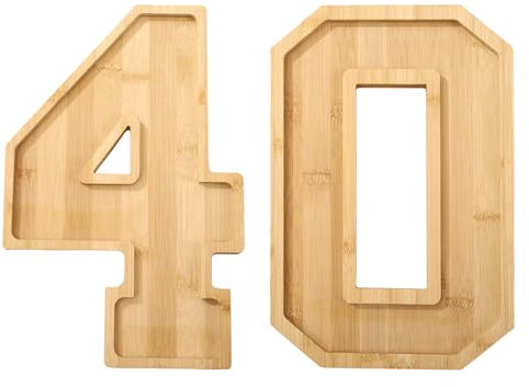 BEIJIALY Wooden Number 40 Charcuterie Board Box, Wood Charcuterie Boards for Fruit Cheese Platter, Number Charcuterie Tray, Fillable Wooden Serving Tray for Snack Food Candy Cake