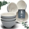 Stoneware 6-Piece Cereal Bowl Set - Cereal Bowl Set, Dishwasher, Microwave, and Scratch Resistant - Cereal Bowls, Small Bowls Set - Stylish Grooved Small Bowls Set in Grey-Blue