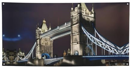 BREAUX Banner mit Aufdruck Tower Bridge in London, personalisiertes Banner, Abschlussfeier, Geburtstag, Hochzeit