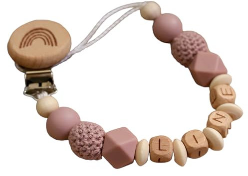Schnullerkette mit Namen mit großer Farbauswahl, für Junge oder Mädchen, individuell selbst gestalten, perfektes Geschenk zur Geburt, Schwangerschaft oder Taufe