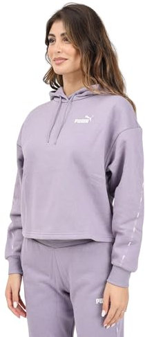 PUMA Felpa con Cappuccio Ess Tape Lilla da Donna S