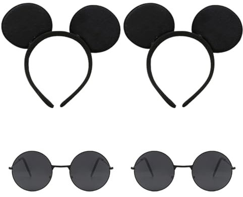 RmKbe 4 Pieces Mouse Costume Set Black Mouse Ear Headband Glasses Animal Dress Up Set Blind Costumes Mouse Role Play Costume Set for World Book Day Animal Costume