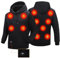 BIAOQINBO Beheizbare Hoodie Jacke für Herren Damen Elektrische Beheizte Heizweste Kapuzenpullover Sweatshirt 11 Heizzonen LED-Display Casual Pullover Hoody mit Kapuze Winter Warm (No Powerbank)
