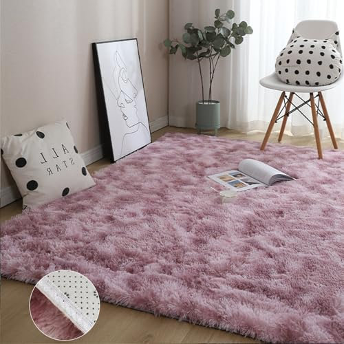 GOUSANG Teppich Wohnzimmer 60 x 150 cm Bettvorleger Sofa Matte Lammfellimitat Teppich Longhair Wolle Bettvorleger Sofa Matte für Kuche Schlafzimmer Wohnzimmer, Pink Lila