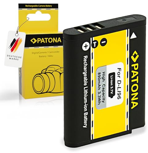 PATONA Battery D-Li96 Suitable for Pentax WG-1000 Compact Camera, Replacement Battery for Pentax DLi96 WG1000, 890 mAh 3.7 V, High-Quality Branded Cells, Overcharge and Short Circuit Protection