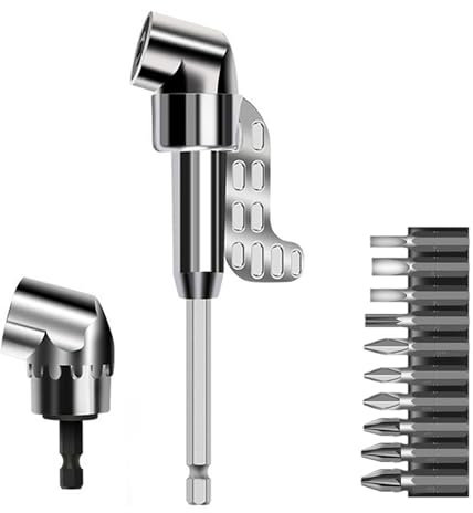 Bogoro Winkelschrauber Aufsatz Winkelaufsatz Für Akkuschrauber 105° Winkelschrauber Vorsatz Adapter Mit 1/4-Zoll Schraubenkopf Für Das Bohren Des Schmalen Raumes Garage Bauarbeiter