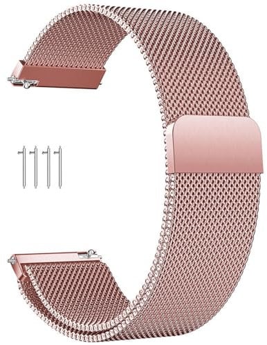 PDSQL Edelstahl Mesh Uhrenarmband, Metall Ersatz Armband Edelstahlarmband mit Magnetverschluss Smartwatch Schnellverschluss Watch Uhren Ersatzband Für Damen Herren (Rosa, 20mm)