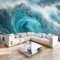 MIATCENRT Papier Peint Panoramique Paysage Moderne, ‎150X105Cm (L×H) Revêtement Mural Décoration Pour Chambre Salon, Design Moderne Bleu Vagues De L'Océan Papier Peint Tapisserie Poster Mural