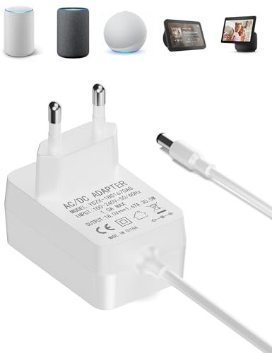 Cargador de Reemplazo 30W para Alexa Echo 3ª/4ª Gen, Echo Show 8/10/15, Echo Show 2ª Gen, Echo Plus 2ª Gen – Cable 1,5 m, Blanco