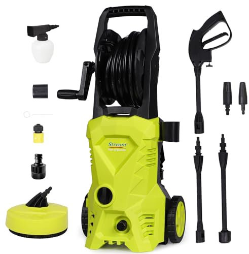 Pressure Washers 135bar 1650W 450L/H Jet Washers Pressure Washers with Patio Cleaner,Jet Wash with Hose Reel,Turbo Nozzle,Power Washer for Car/Driveway/Patio/Garden