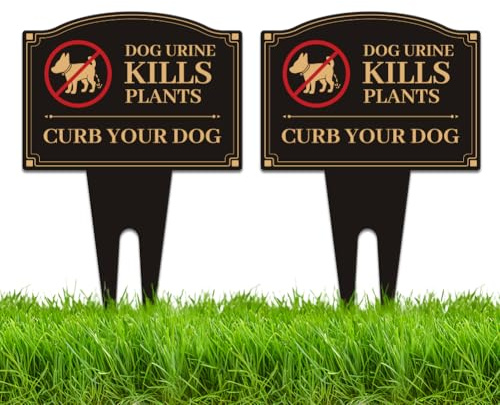 WEBEEDY 2 Pack Keine Hundekotzeichen Doppelseitige Gehwegschilder Mit Pfosten Für Ihren Hund Hundeurin Tötet Pflanzen Schild Wetterfeste Aluminium Rasenschilder Für Garten Im Freien 25x35cm