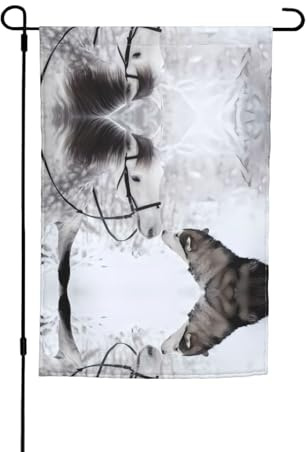 Weiße Pferde-Flagge, 45 x 30 cm, dekorative Flagge für den Außenbereich, Polyester, ideal für Garten oder Terrasse