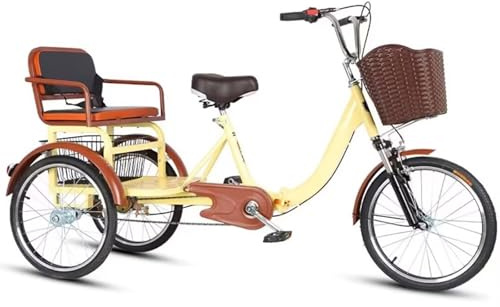 Leichtes 22 Zoll-Dreirad für Erwachsene,Aluminiumfelgen,V-Bremse,Rahmen aus Kohlenstoffstahl,faltbares 3-Rad-Fahrrad zum Transport von Passagieren und Gepäck,Cruiser-Dreirad mit Vorderradfederung