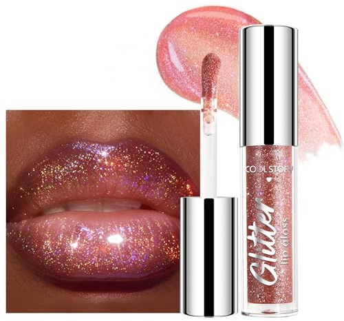 Prreal Gloss à lèvres holographique à paillettes liquide waterproof rose 02
