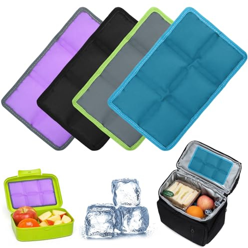 YEAMLTE Acumuladores de Frío Flexibles Reutilizables – Set de 4 (10 x 15 cm) Bolsas de Hielo para Nevera Portátil, para Loncheras, Bolsas Térmicas, Picnic, Camping y Senderismo