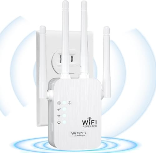 2026 Newest WiFi Extender, WiFi Booster, 4 Powerful Antennas Covers 5500 Sq.Ft and 50 Devices, Internet Booster - with Dual Ethernet Ports, Quick Setup, Home Wireless Signal Booster, UK Plug (White)