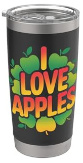 Tema I Love Mele Verdi Frutta Rossa Bicchiere termico in acciaio inox doppia parete