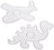 Hama Perlen 8257 Stiftplatten 2er Set für Maxi Bügelperlen mit Durchmesser 10 mm, Motive Dino und Flugzeug in transparent, kreativer Bastelspaß für Groß und Klein