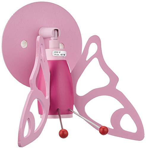 Elobra Spot Wandlampe Kinderzimmer Lampe Mädchen, Rosa, Schmetterling Lampe, E14 Fassung
