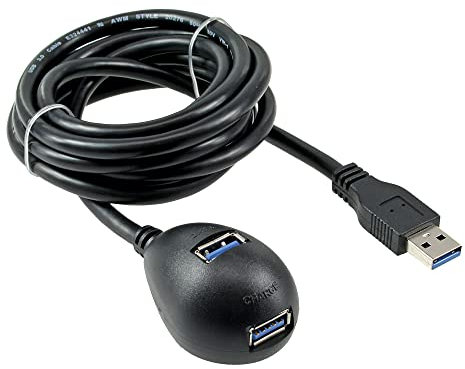 InLine 21346 Cavo USB 3.0, Prolunga, Type-A Maschio/Femmina, con Piedistallo, 2 m, Nero