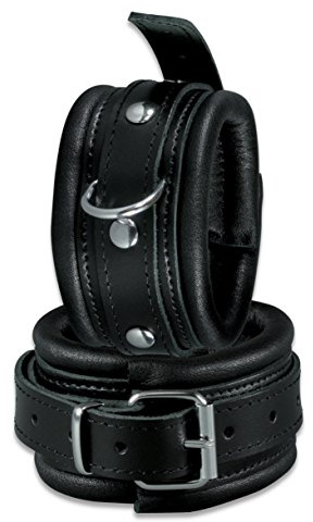 BDSM Bondage Leder Handfesseln, gepolstert, schwarz