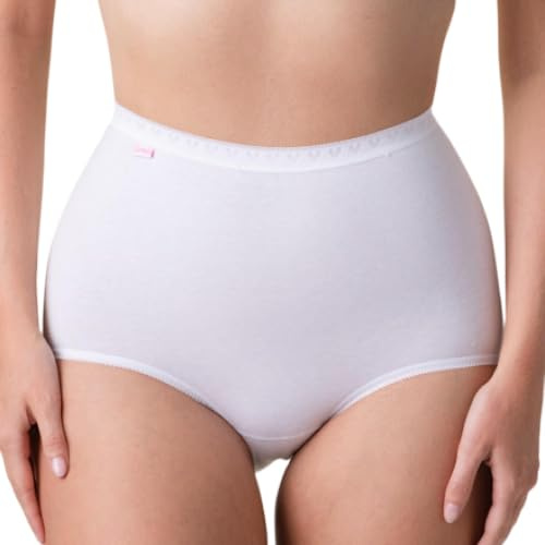 Camille Womens 3 Pack Lace Front High Waisted Briefs | Comfortable Cotton Underwear, Flattering Silhouette, Soft, Stretchy Womens Knickers with Tummy Control, Fast Dry