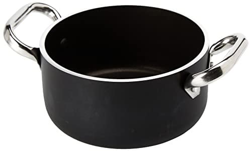 Pentole Agnelli ALSA2104SSPI16 Alblack Casseruola Alta in Alluminio, Spessore 5 mm, Fondo Induzione da 10 mm, con 2 Manici in Acciaio Inossidabile, 16 cm, Nero