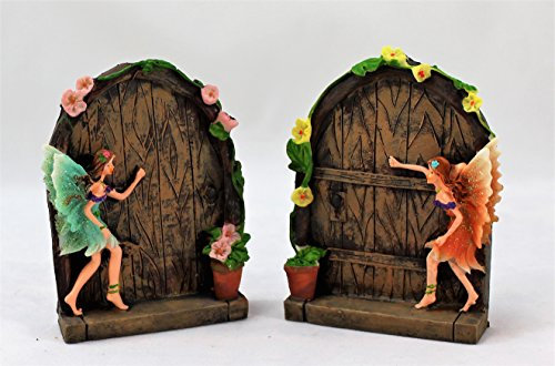 WESTMINSTER 2 Sparkle Fairy Door secret Garden Magical Statue Ornament Gift Set Figurine