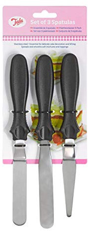 Tala 3 Stainless Steel Icing Spatulas with Black Plastic Handles